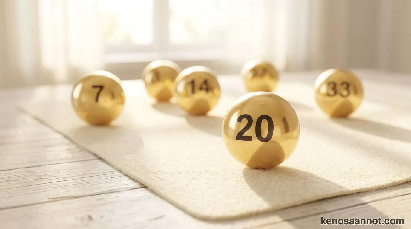 Keno säännöt: kultaisia kenopalloja numeroineen pöydällä – arvonnassa nousee 20 numeroa 70:stä